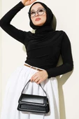 Yanları Büzgülü Sandy Bluz Siyah - 1