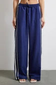 Beli Lastikli Çift Şeritli Pantolon Saks - 4