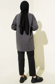 Kelebek Baskılı İki İplik Tunik Füme - 3