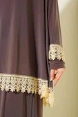 Dantelli Namaz Takımı Kestane - 4