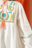 Önü Nakışlı Püskül İpli Tunik Oranj thumbnail 4