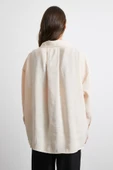 Oversize Cepli Modal Gömlek Bej thumbnail 6