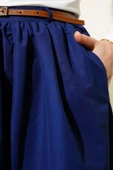 Kemerli Cepli Kloş Etek Lacivert thumbnail 4
