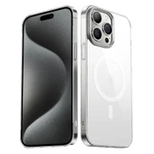 iPhone 15 Pro Max Kılıf Wireless Şarj Özellikli Şeffaf G-Glass Kapak thumbnail 1