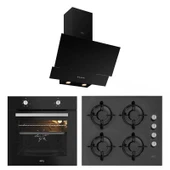 Esty (AEF6601B01 - ACO5601B02 - 3480B01) Siyah Cam Ankastre Set - 1