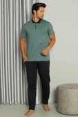 Gömlek Yaka Desenli Kısa Kol Erkek Pijama Takım Yeşil thumbnail 1