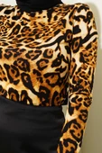 Leopar Desenli Basic Body Camel thumbnail 4