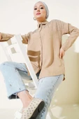 Omuz Taş Süslemeli Gömlek Camel thumbnail 1