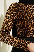 Leopar Desenli Basic Body Taba - 4