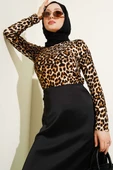 Leopar Desenli Basic Body Taba - 2