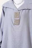Önü Parlak Taşlı Oversize Tunik Gri thumbnail 4