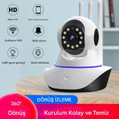 360° Dönebilen Bebek Monitörü 10M Gece Görüşlü Hareket Algılama Sensörlü 2 Yönlü Interkom 3 Antenli CMR5 - 1