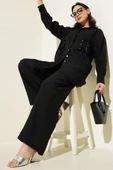 Kuş Gözü Detaylı Tunik İkili Takım Siyah thumbnail 1