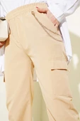 Paça Lastikli Zincirli Kargo Pantolon Camel - 4