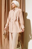 Kuş Gözü Detaylı Tunik İkili Takım Camel thumbnail 2