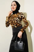 Leopar Desenli Basic Body Camel thumbnail 2