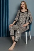 Leopar Desen Sabahlıklı 3lü Pijama Takımı Leopar - 1