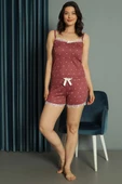 Şortlu Puantiyeli Askılı Pijama Takımı Magenta thumbnail 2