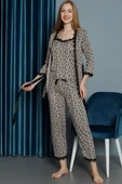 Leopar Desen Sabahlıklı 3lü Pijama Takımı Leopar - 2