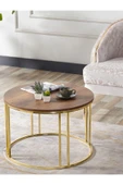 SEDAŞ LIVING UNITS Salon Orta Sehpa 70 CM  KOYU CEVİZ Suntalam (Gold) Metal Ayak Orta Sehpa thumbnail 1