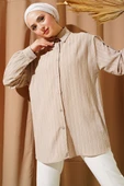 Kol Apoletli Ağaç Kabuğu Gömlek Bej thumbnail 1