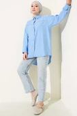Göğüs Taş Sıralı Gömlek Mavi thumbnail 2