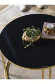 SEDAŞ LIVING UNITS Salon Orta Temperli SİYAH AYNALI (Kırılmaz) Cam (GOLD) Metal Ayak Orta Sehpa thumbnail 2