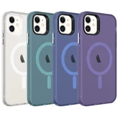 iPhone 12 Kılıf M-safe Şarj Özellikli Buzlu Transparan C-Pro Sert Kapak thumbnail 2