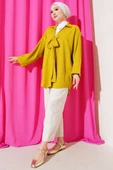 Önü Bağlamalı Krinkıl Kimono Yağ Yeşili - 2