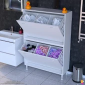 Modilayn İLKİM Modern Çamaşır Ünitesi, 90x138x32,5 cm Gizli 6 Göz  Akıllı Sepetli Dolap - 1