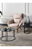SEDAŞ LIVING UNITS 4 Lü Siyah Temperli Kırılmaz Cam Siyah Metal Ayaklı Cam C Model Sehpa Takımı (ZİGON VE ORTA) - 1