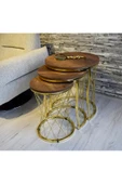 SEDAŞ LIVING UNITS Hasır Telli Koyu Ceviz Gold Metal Ayak Zigon Sehpa thumbnail 1