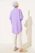 Önü Bağlamalı Krinkıl Kimono Lila - 3