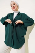Önü Bağlamalı Krinkıl Kimono Zümrüt - 1