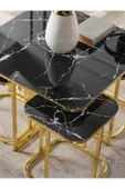 SEDAŞ LIVING UNITS PELİKAN 4+1 SİYAH MERMER TEMPERLİ CAM GOLD METAL AYAK TAKIM SEHPA sedaş_lıvıng_unıts_sehpa - 3