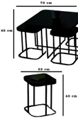 SEDAŞ LIVING UNITS PELİKAN 4+1 SİYAH AYNALI TEMPERLİ CAM GÜMÜŞ METAL AYAK TAKIM SEHPA sedaş_lıvıng_unıts_sehpa - 3