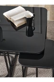 SEDAŞ LIVING UNITS PELİKAN 4+1 SİYAH AYNALI TEMPERLİ CAM SİYAH METAL AYAK TAKIM SEHPA - 3