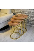 SEDAŞ LIVING UNITS Hasır Telli Açık Ceviz Suntalam Gold Ayak Zigon Sehpa - 1