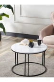 SEDAŞ LIVING UNITS Salon Orta Sehpa BEYAZ Suntalam (SİYAH) Metal Ayak Orta Sehpa - 1