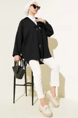 Önü Bağlamalı Krinkıl Kimono Siyah - 2