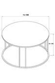 SEDAŞ LIVING UNITS Salon Orta Sehpa 70 CM  BEYAZ Suntalam (Gold) Metal Ayak Orta Sehpa - 3
