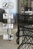 SEDAŞ LIVING UNITS 3 LÜ SİYAH KENARLI FÜME KIRILMAZ TEMPERLİ CAM AYAK HASIR ZİGON SEHPA - 4