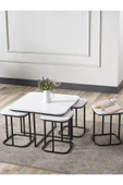 SEDAŞ LIVING UNITS 4+1 Beyaz Ahşap Siyah Metal Ayak Takım Sehpa Lvıng Unıts Sehpa - 2