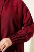 Nervür Detaylı Salaş Gömlek Bordo - 4