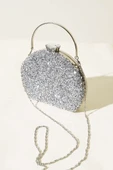 Taşlı Oval  Abiye Çanta Gümüş thumbnail 1