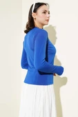 Bisiklet Yaka Basic Bluz Saks - 3