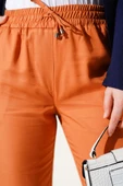 Duble Dar Paça Bel Lastikli Pantolon Oranj - 4