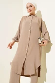 Yaka İncili Uzun Tunik İkili Takım Vizon thumbnail 2