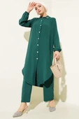 Yaka İncili Uzun Tunik İkili Takım Zümrüt thumbnail 1