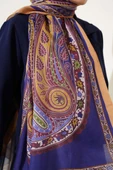 Çiçekli Etnik Desen Şal Hardal thumbnail 4